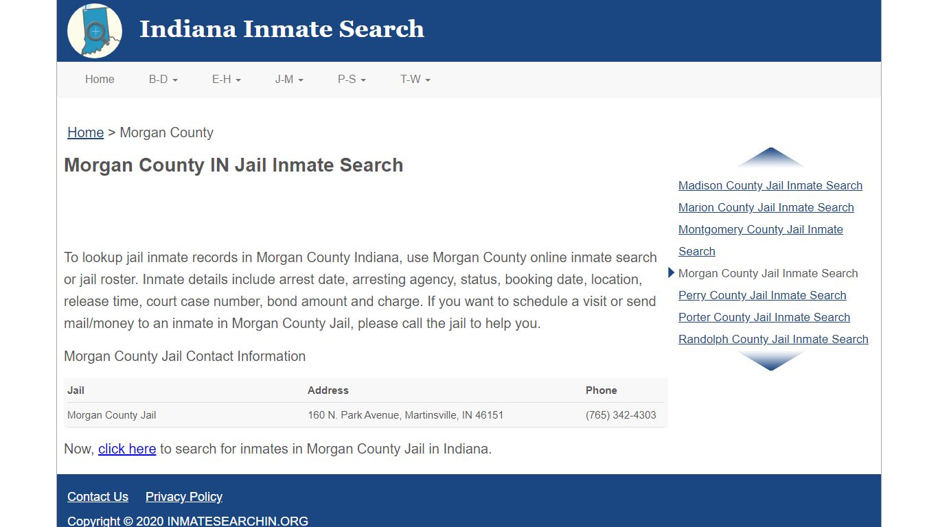 Morgan County IN Jail Inmate Search